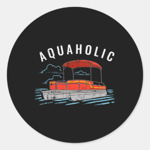 Adesivo Redondo Aquaholic Trocadilho - Amante do Lago Divertido Po