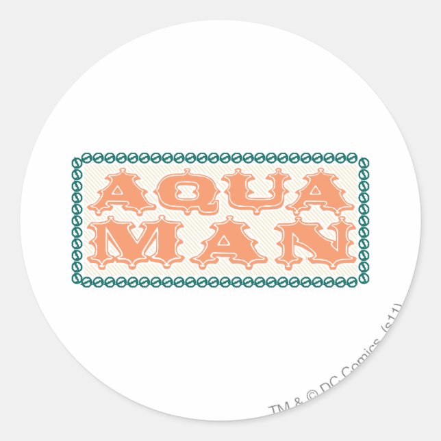 Adesivo Redondo Aquaman, é hora do show! Cartas (Frente)