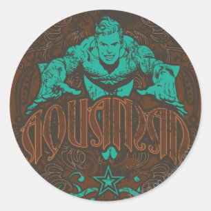 Adesivo Redondo Aquaman, é hora do show!Pôster