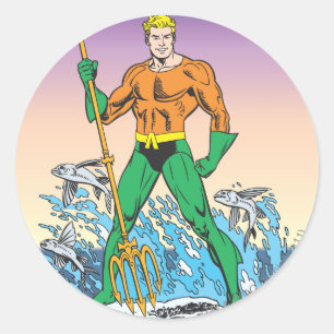 Adesivo Redondo Aquaman Stands com lança