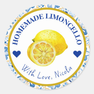 Adesivo Redondo Aquarela Amarelo & Azul Limoncello Caseiro