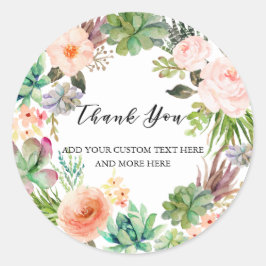 Adesivo Redondo Aquarela Cactus Com Sucultura Personalizada Obriga