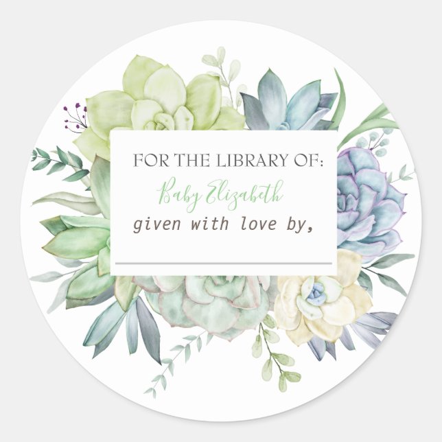 Adesivo Redondo Aquarela Cactus Suculta Gravidez (Frente)