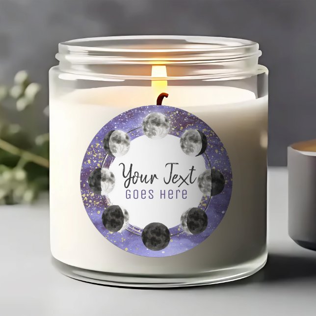 Adesivo Redondo Aquarela Ciclo Lunar da Lua Cheia Energia do Céu N (Criador carregado)