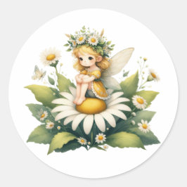 Adesivo Redondo Aquarela Daisy Fairy