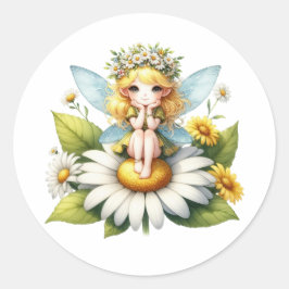 Adesivo Redondo Aquarela Daisy Fairy