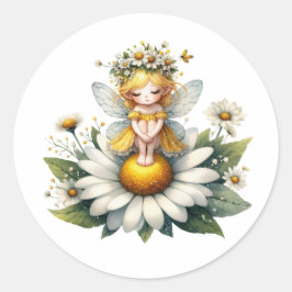 Adesivo Redondo Aquarela Daisy Fairy