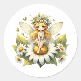 Adesivo Redondo Aquarela Daisy Fairy