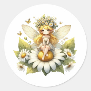 Adesivo Redondo Aquarela Daisy Fairy