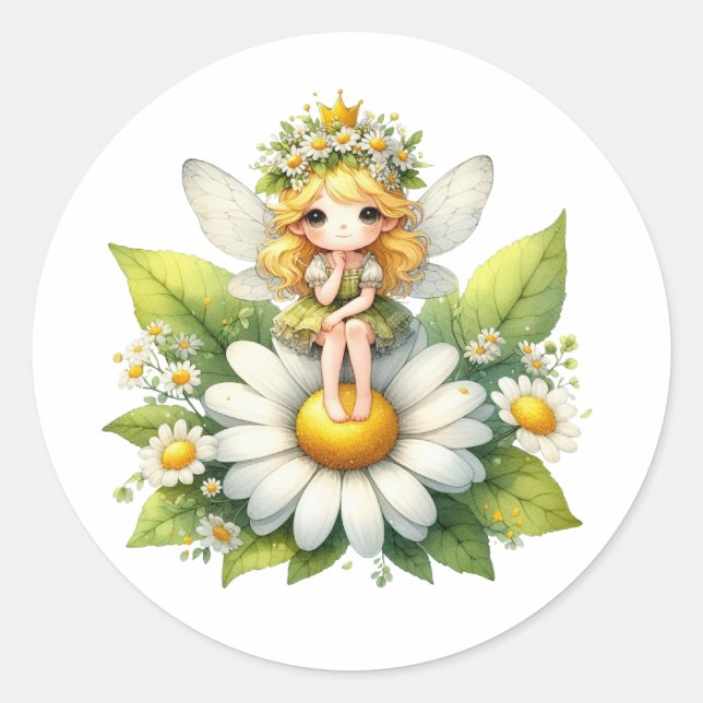 Adesivo Redondo Aquarela Daisy Fairy (Frente)
