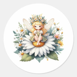 Adesivo Redondo Aquarela Daisy Fairy