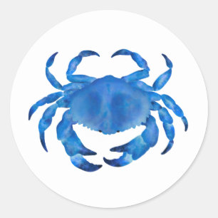 Adesivo Redondo Aquarela de Caranguejo Azul