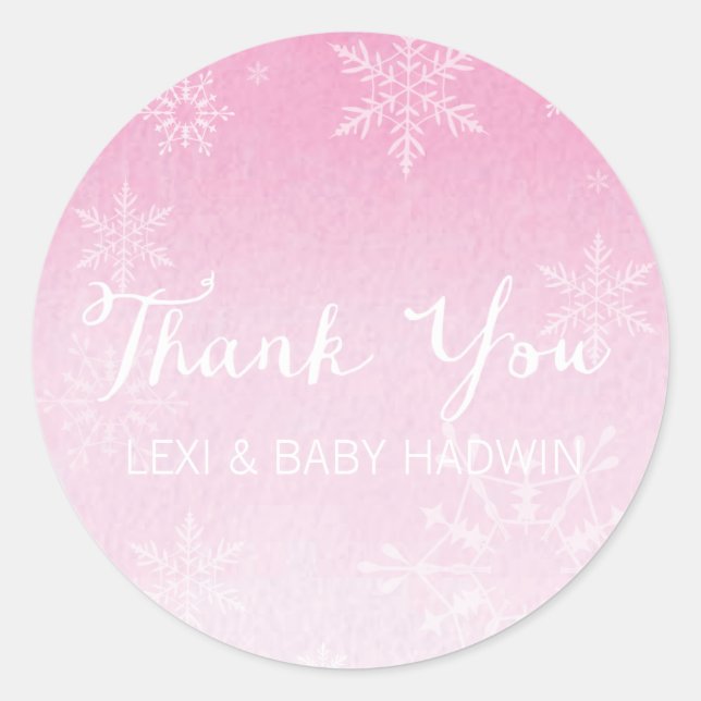 Adesivo Redondo Aquarela de inverno | Vinheta Chá de fraldas (Frente)