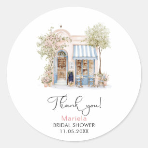 Adesivo Redondo Aquarela Elegante Ela Disse Oui Flores Rosa Noiva