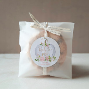 Adesivo Redondo Aquarela em ouro Abóbora prestes a estourar  Cláss