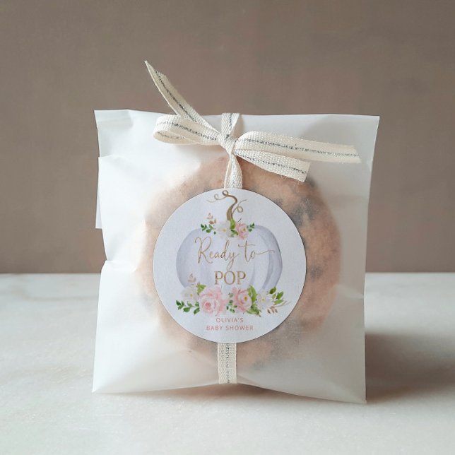 Adesivo Redondo Aquarela em ouro Abóbora prestes a estourar  Cláss (Criador carregado)