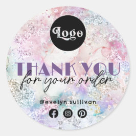 Adesivo Redondo Aquarela Eridescente Faux