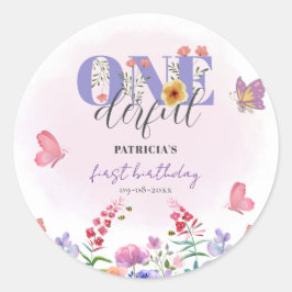 Adesivo Redondo Aquarela Flor de Nascimento Floral Primeiro Aniver