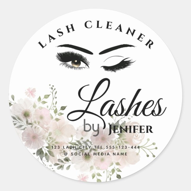 Adesivo Redondo Aquarela floral com aquarela (Frente)