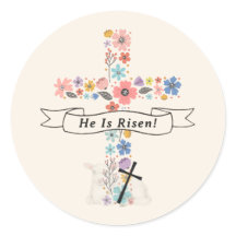 Aquarela Floral Cruz Ele Ressuscitou Páscoa