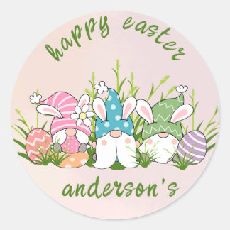 Adesivo Redondo Aquarela Floral Elegante - Feliz Páscoa 