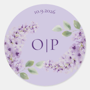 Adesivo Redondo Aquarela Floral Lavanda