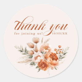 Adesivo Redondo Aquarela Floral O Amor Está em Flor Obrigado