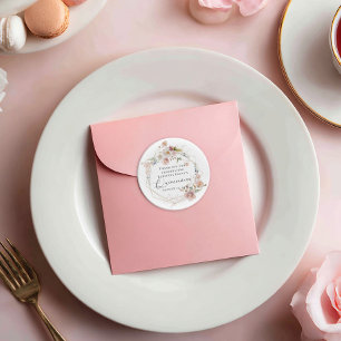 Adesivo Redondo Aquarela Floral Quinceanera