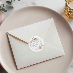 Adesivo Redondo Aquarela Floral Quinceanera