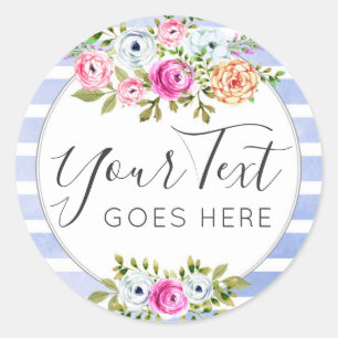 Adesivo Redondo Aquarela Floral Rústica Listra Moderna Xadrez Chic