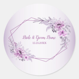 Adesivo Redondo Aquarela Floral Violeta Rosa