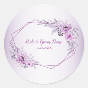 Adesivo Redondo Aquarela Floral Violeta Rosa