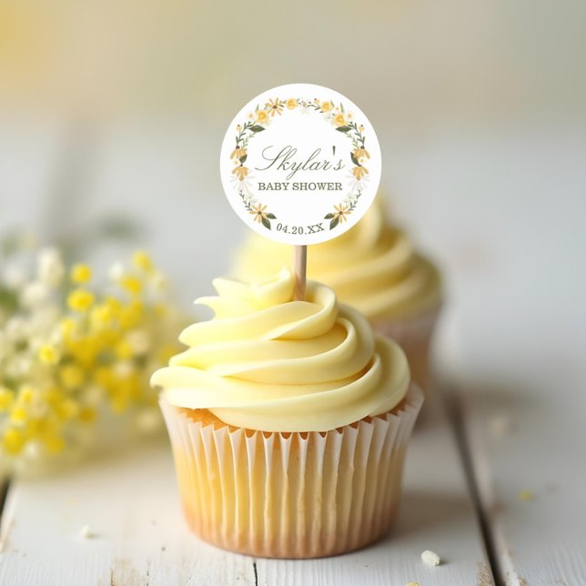 Adesivo Redondo Aquarela Florestas de Flores Selvagens Chá de fral (Watercolor Wildflower Florals Wreath Baby Shower Classic Round Sticker)