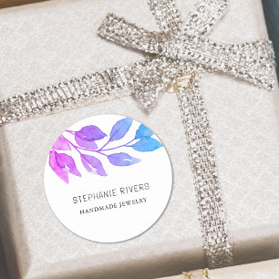 Adesivo Redondo Aquarela Foliage Torre Roxo