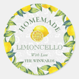 Adesivo Redondo Aquarela Limões Sicilianos Limoncello Caseiro