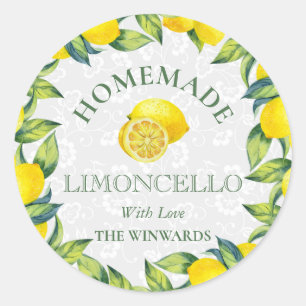 Adesivo Redondo Aquarela Limões Sicilianos Limoncello Caseiro