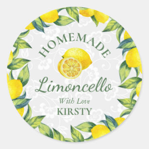 Adesivo Redondo Aquarela Limões Sicilianos Limoncello Caseiro