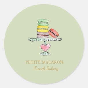 Adesivo Redondo Aquarela Macarons, pastelaria verde