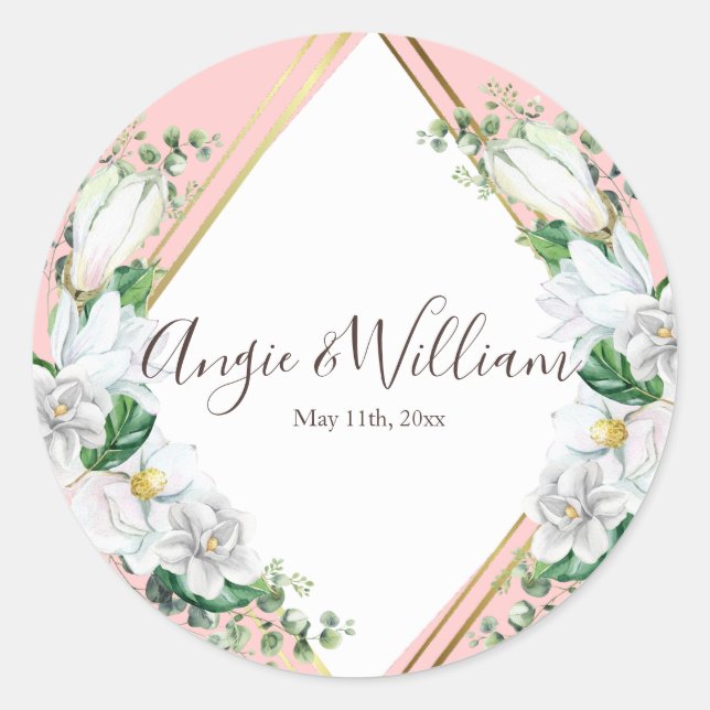 Adesivo Redondo Aquarela Magnolia Blush (Frente)