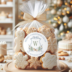 Adesivo Redondo Aquarela Monograma Crest Nutcracker