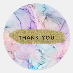 Adesivo Redondo Aquarela Pastel Etérea Tênue Fantasia Glam Ink
