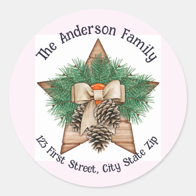 Adesivo Redondo Aquarela Pine Tree Cone Verdes Natal Personalizado (Frente)