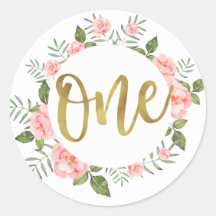 Aquarela Primeiro Aniversário Dourado e Rosa