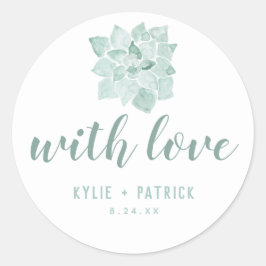 Adesivo Redondo Aquarela Suculenta Casada Com Pau De Amor