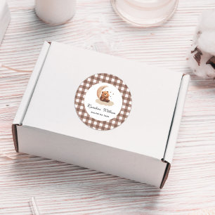 Adesivo Redondo Aquarela Teddy chá de fraldas neutro em termos de 