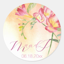 Adesivo Redondo Aquarela Tropical Freesia
