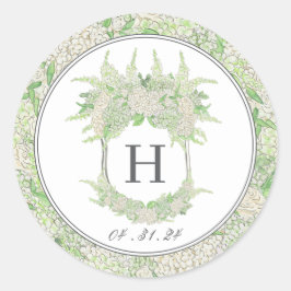 Adesivo Redondo Aquarela Verde e Branco - Hydrangea Crest