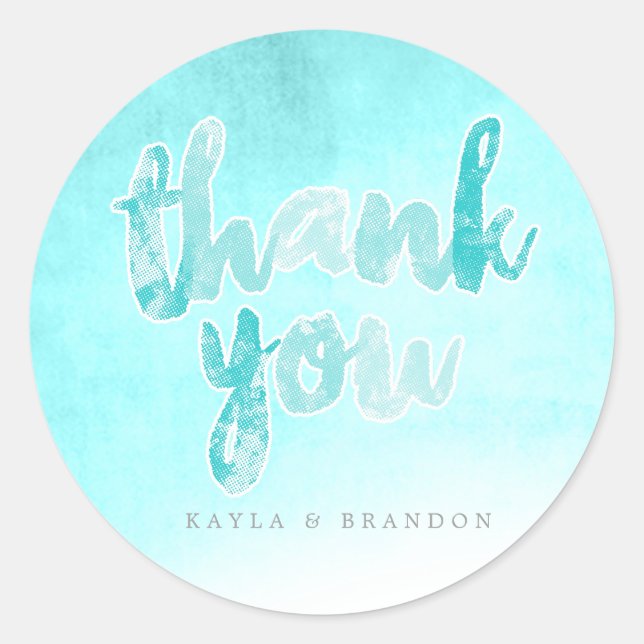 Adesivo Redondo Aquarela - Vinhetas de Casamento - Teal | EDDINHAS (Frente)