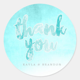 Adesivo Redondo Aquarela - Vinhetas de Casamento - Teal | EDDINHAS