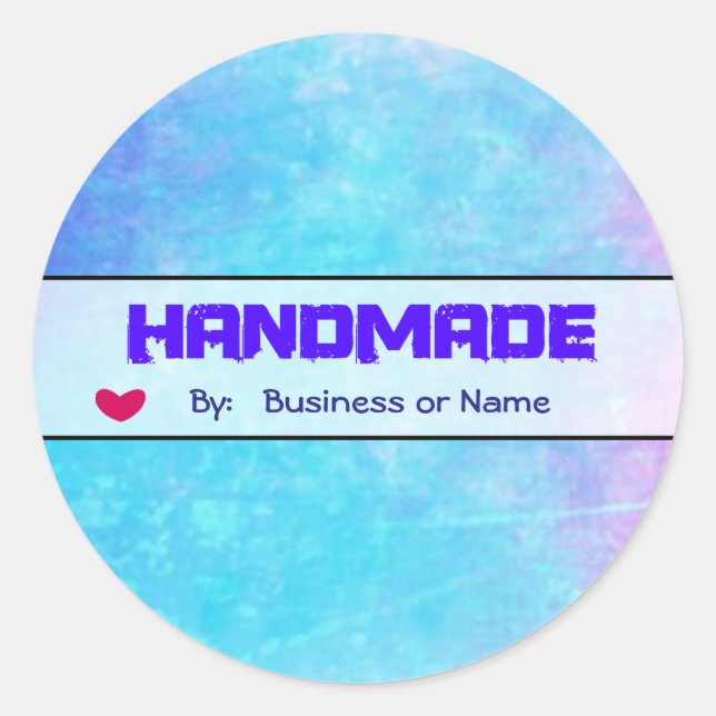 Adesivo Redondo Aquarelas de Abstrato suave feitas à mão (Frente)